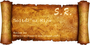 Soltész Riza névjegykártya